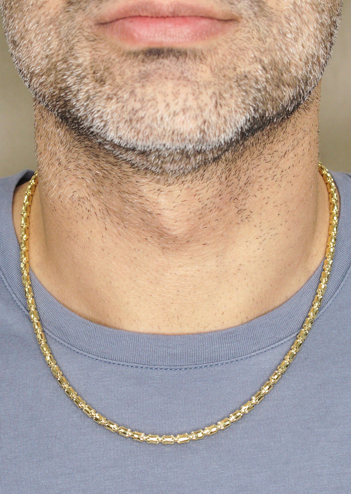 Silver Chain - Mens Gold Chain / Barrel Chain / 4 MM