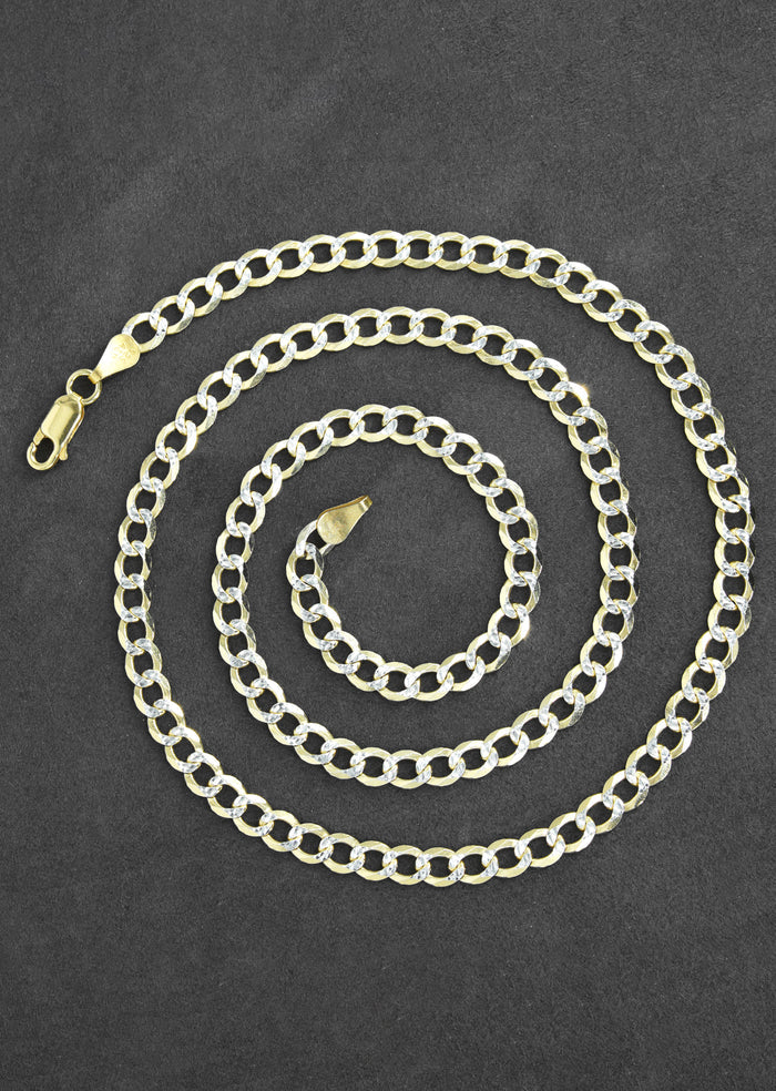 Silver Chain - Mens Gold Chain / Curb Cuban Diamond Cut Chain / 5 MM