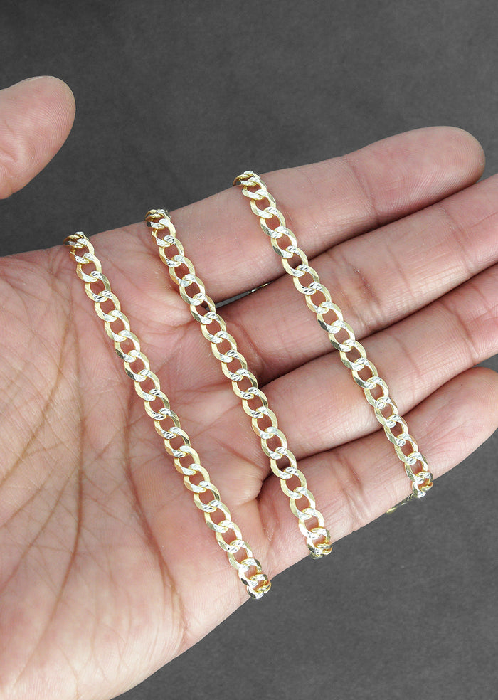 Silver Chain - Mens Gold Chain / Curb Cuban Diamond Cut Chain / 5 MM