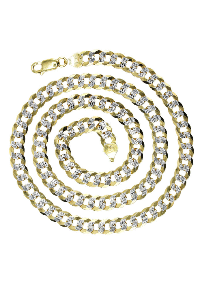 Silver Chain - Mens Gold Chain / Curb Cuban Diamond Cut Chain