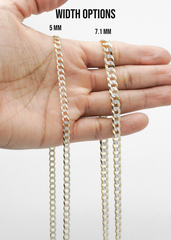 Silver Chain - Mens Gold Chain / Curb Cuban Diamond Cut Chain