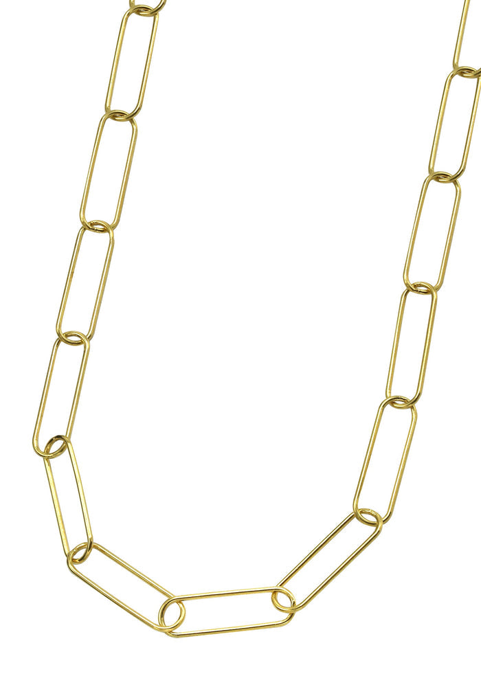 Silver Chain - Mens Gold Chain / Oval Paper Clip Chain