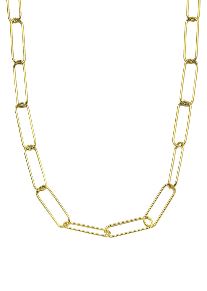 Silver Chain - Mens Gold Chain / Oval Paper Clip Chain