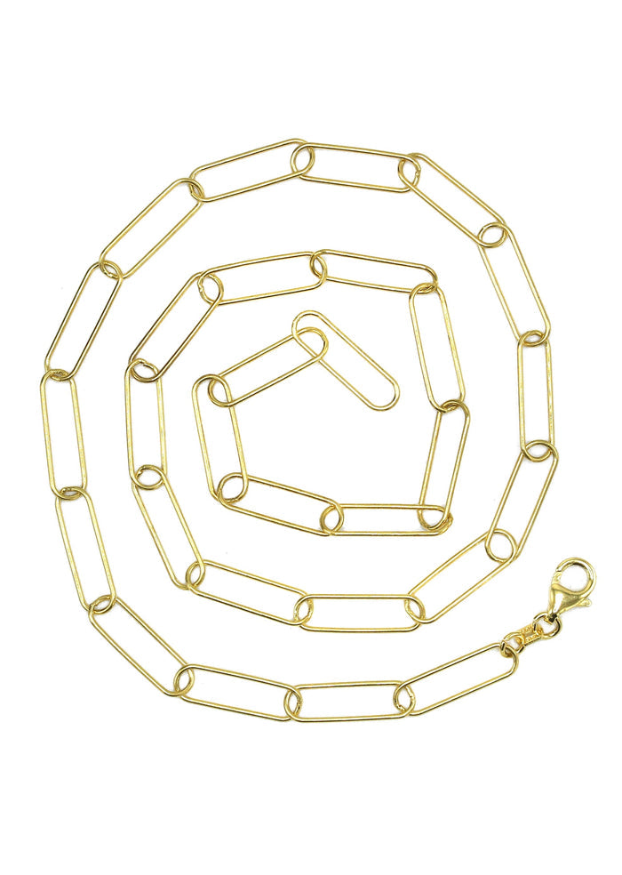 Silver Chain - Mens Gold Chain / Oval Paper Clip Chain