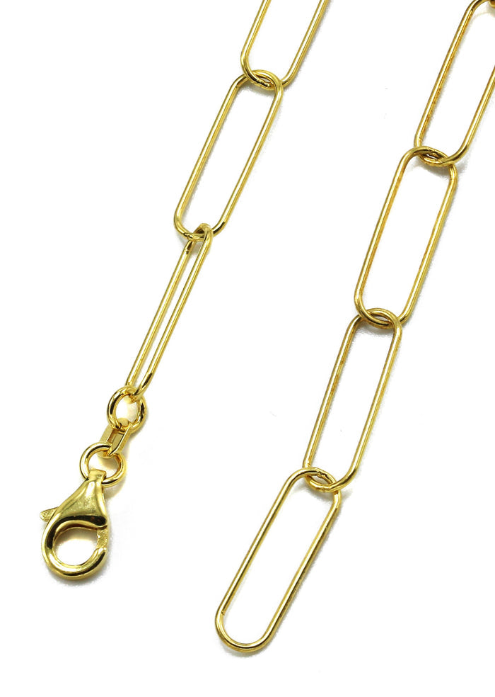 Silver Chain - Mens Gold Chain / Oval Paper Clip Chain