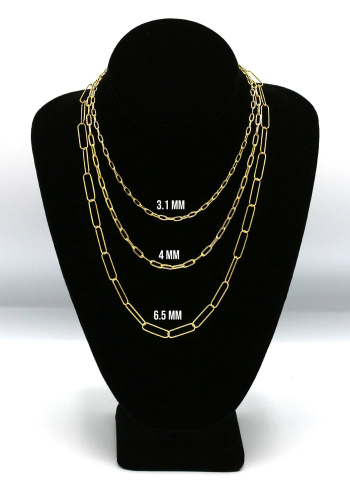 Silver Chain - Mens Gold Chain / Oval Paper Clip Chain