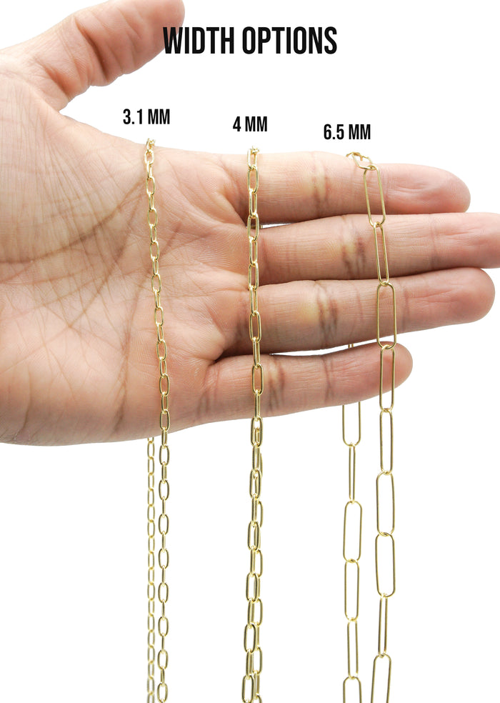 Silver Chain - Mens Gold Chain / Oval Paper Clip Chain
