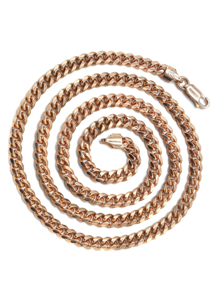 Silver Chain - Mens Rose Gold Chain / Miami Cuban Link Chain