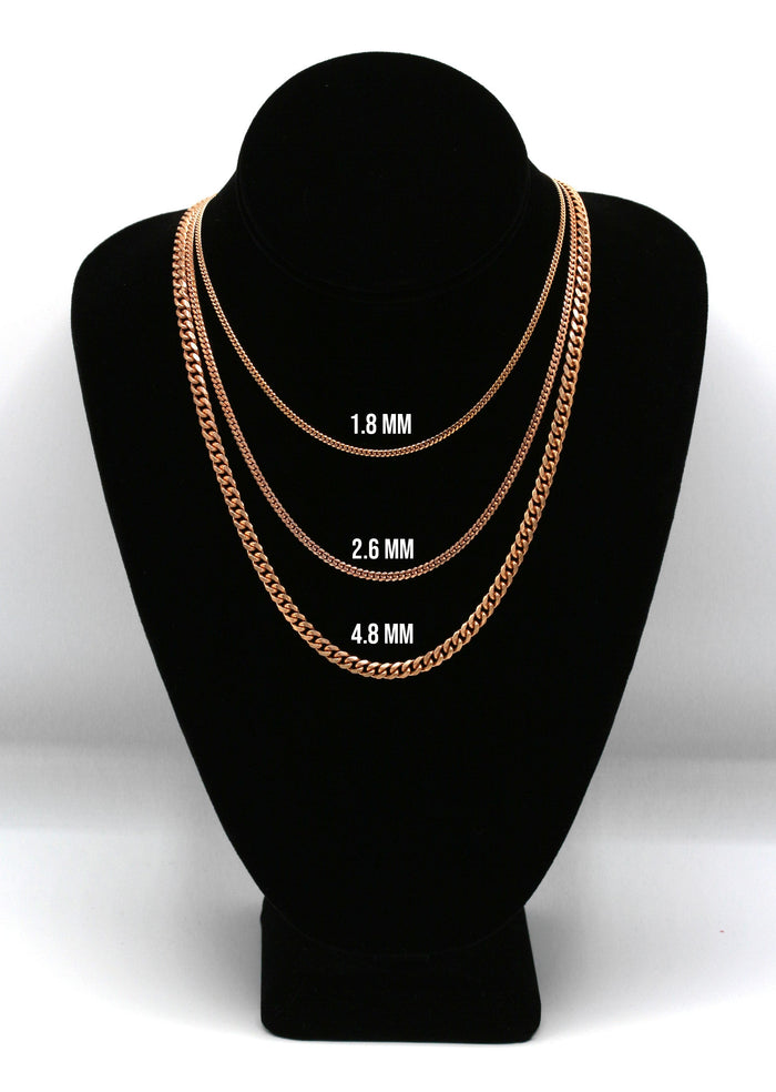 Silver Chain - Mens Rose Gold Chain / Miami Cuban Link Chain