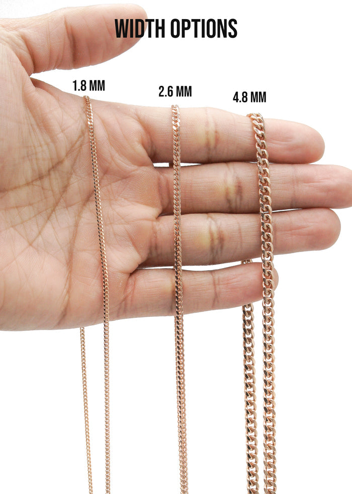 Silver Chain - Mens Rose Gold Chain / Miami Cuban Link Chain