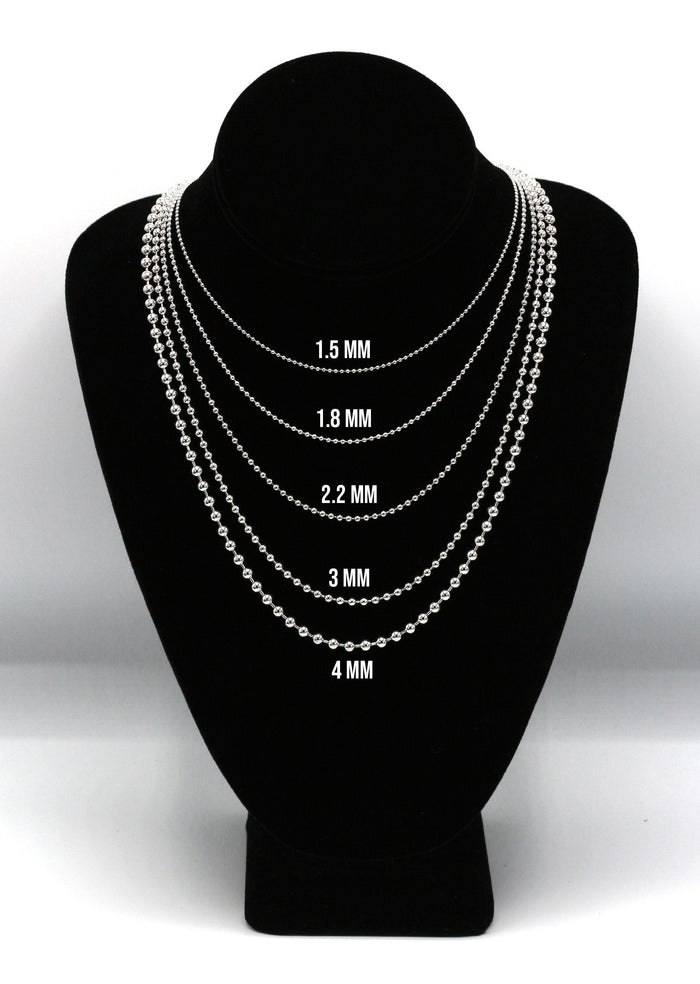 Silver Chain - Mens White Chain Ball/Bead Chain