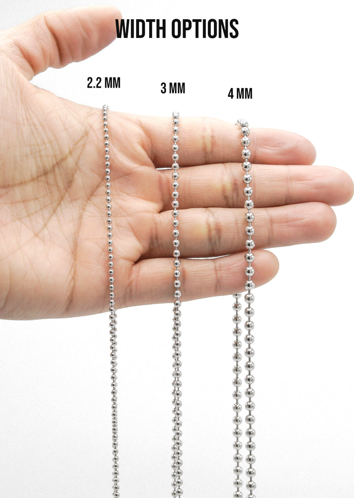 Silver Chain - Mens White Chain Ball/Bead Chain