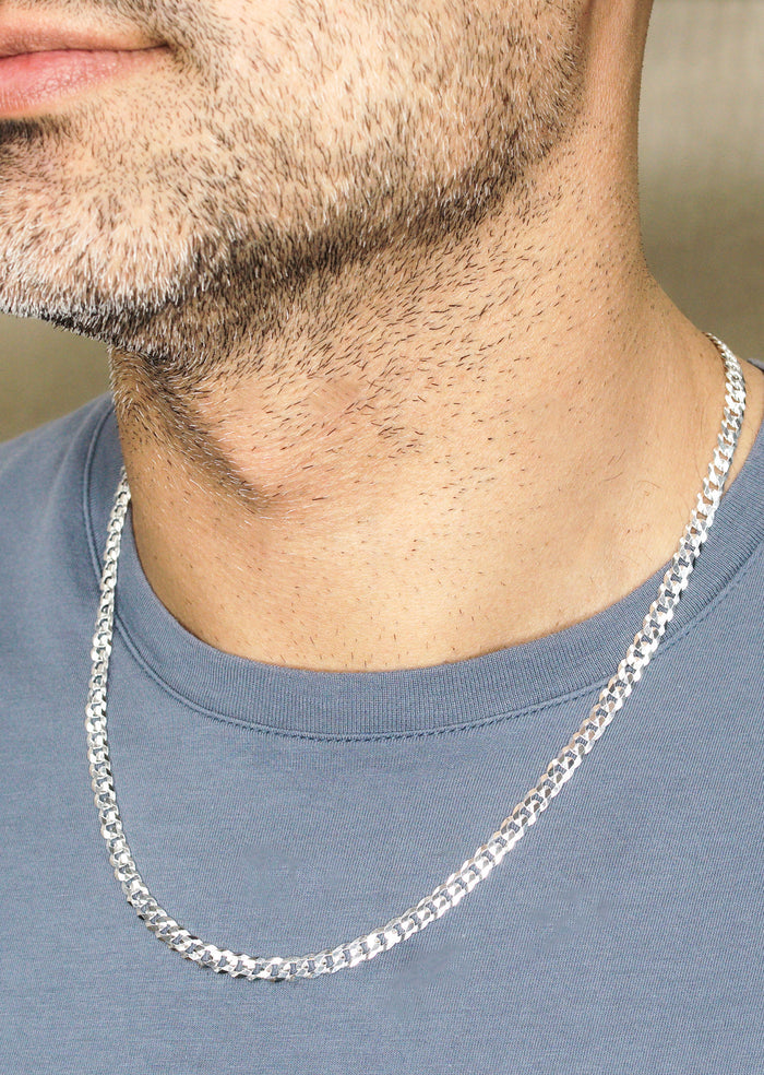 Silver Chain - Mens White Chain / Curb Chain / 5 MM