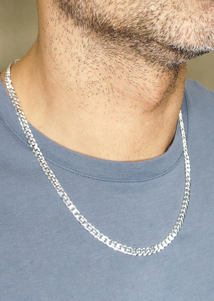 Silver Chain - Mens White Chain / Curb Chain / 5 MM