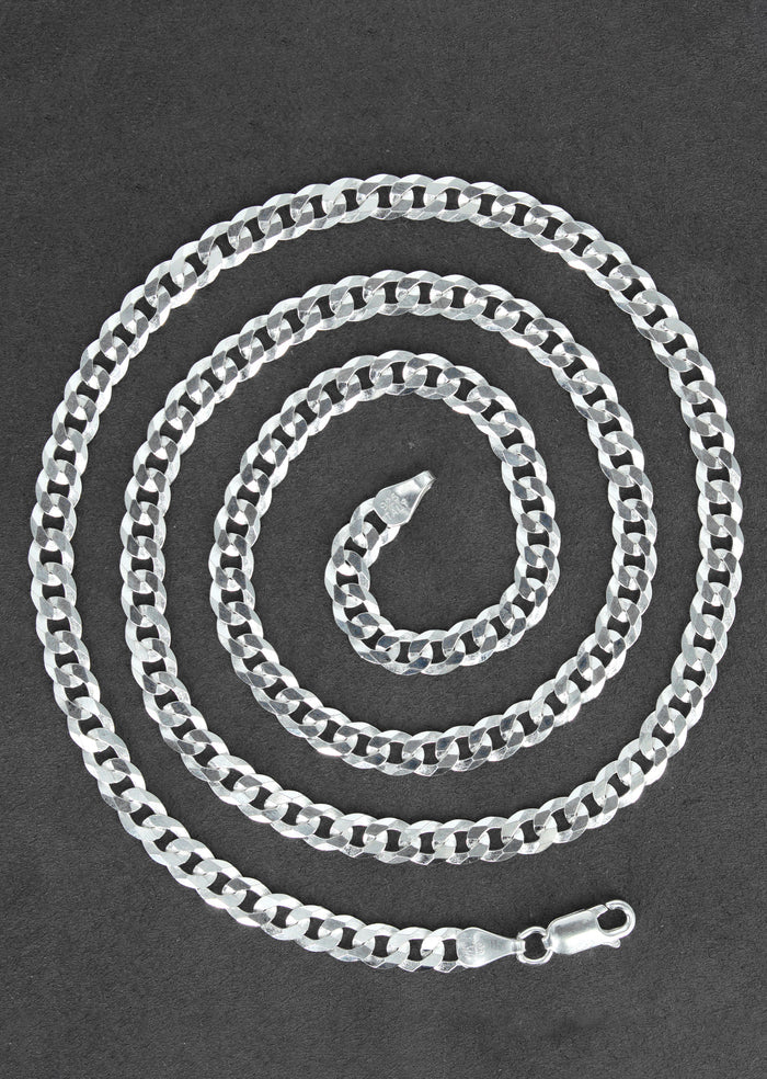 Silver Chain - Mens White Chain / Curb Chain / 5 MM