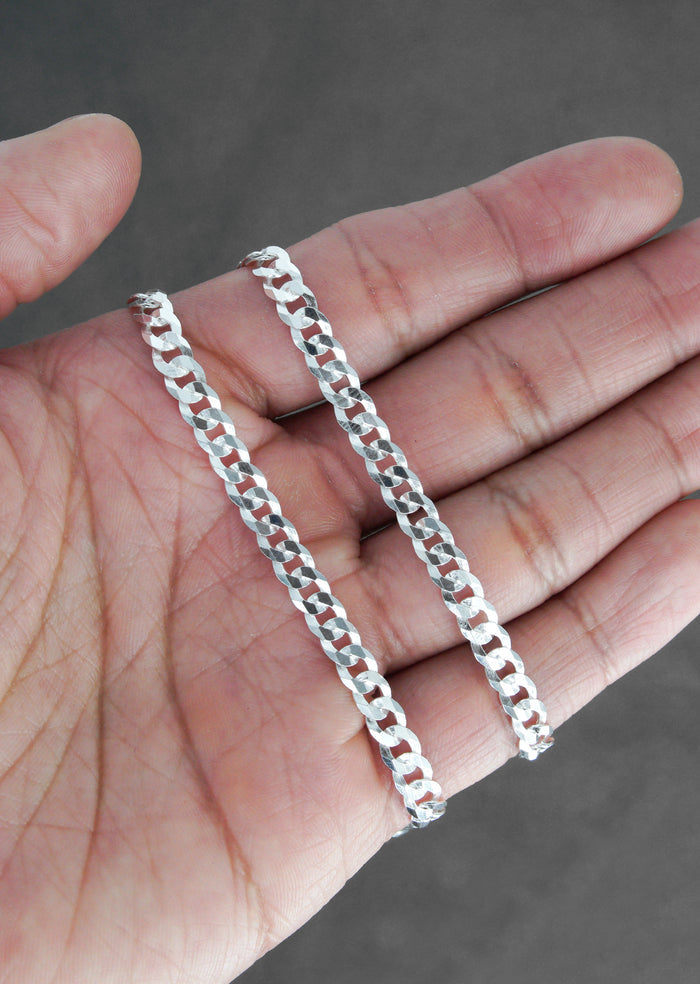 Silver Chain - Mens White Chain / Curb Chain / 5 MM