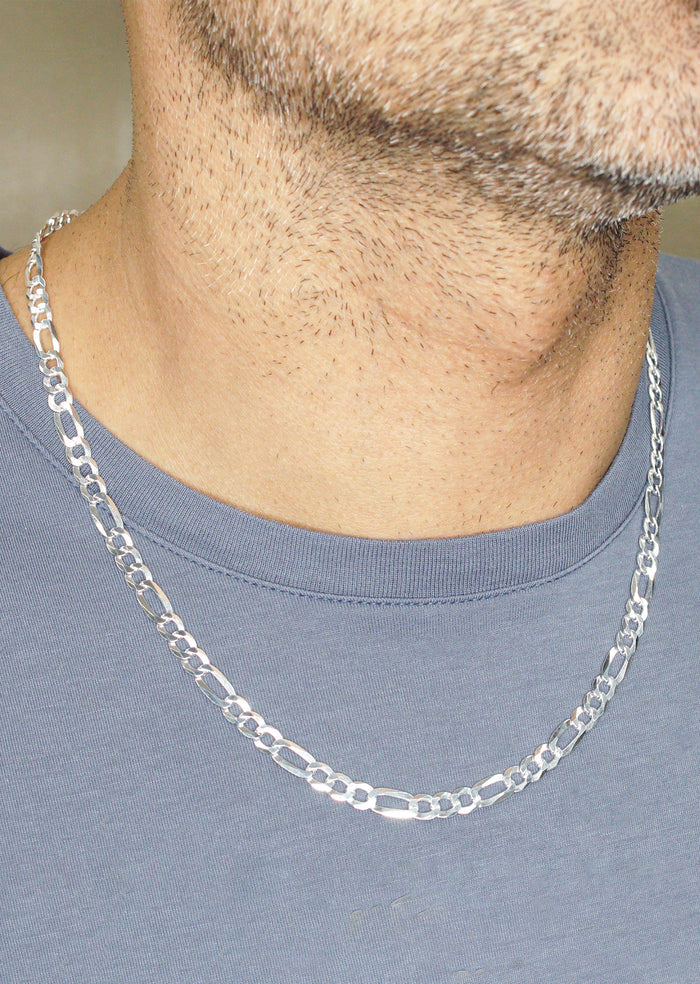 Silver Chain - Mens White Chain / Figaro Chain / 5 MM