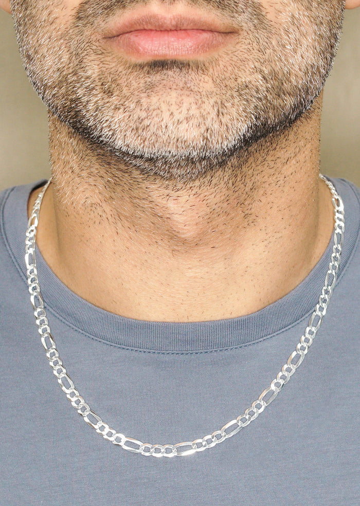 Silver Chain - Mens White Chain / Figaro Chain / 5 MM