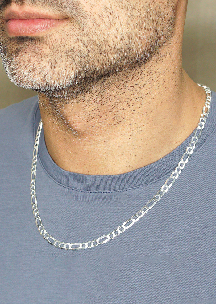 Silver Chain - Mens White Chain / Figaro Chain / 5 MM