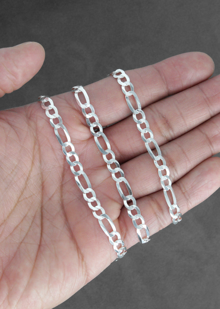 Silver Chain - Mens White Chain / Figaro Chain / 5 MM