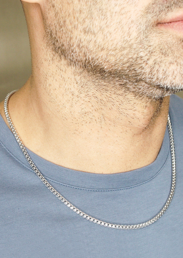 Silver Chain - Mens White Chain / Franco Chain / 2.3 MM