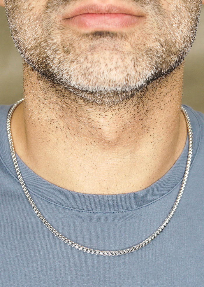 Silver Chain - Mens White Chain / Franco Chain / 2.3 MM