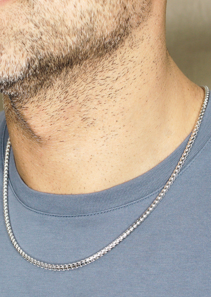 Silver Chain - Mens White Chain / Franco Chain / 2.3 MM