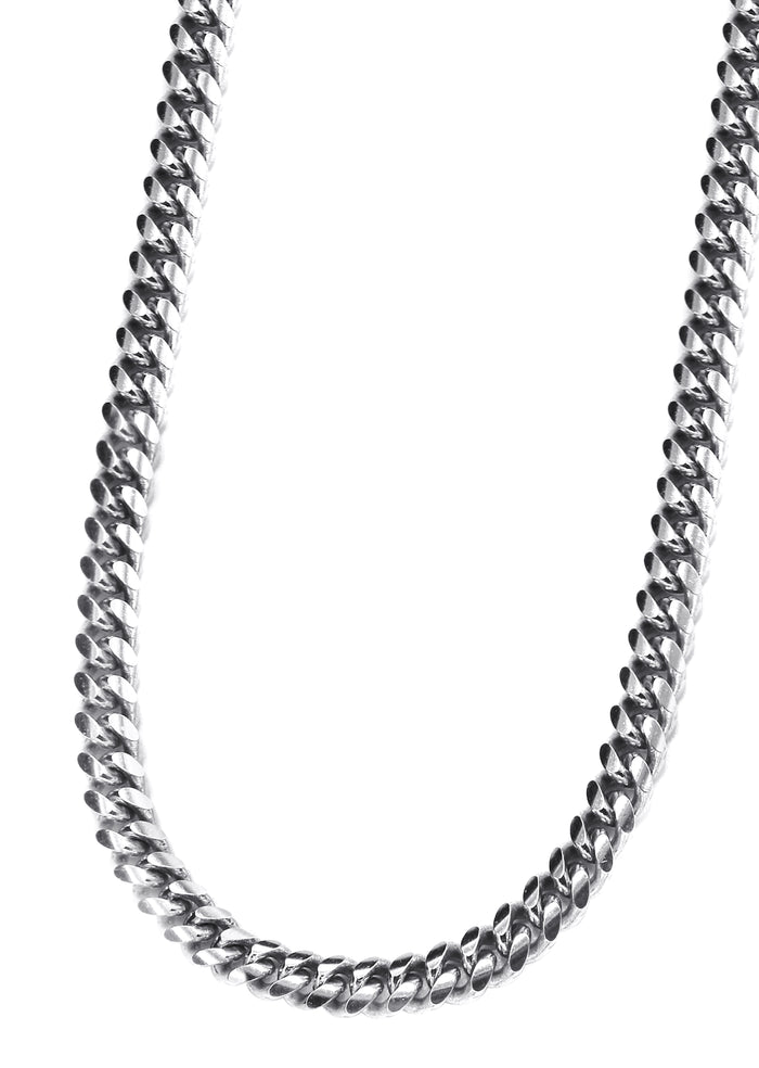 Silver Chain - Mens White Chain / Miami Cuban Link / 4 MM