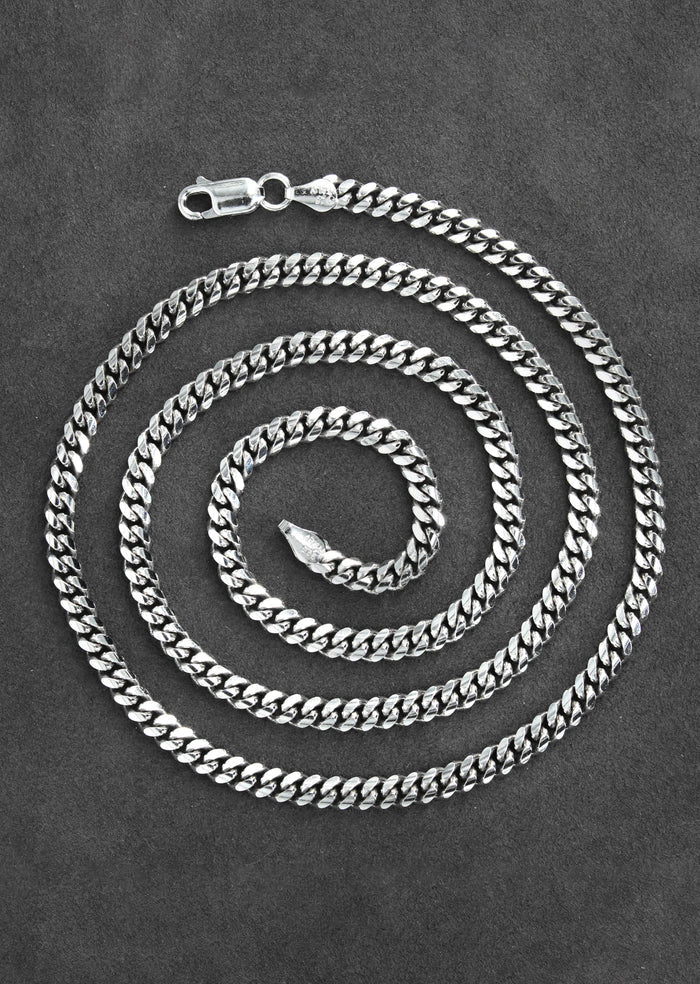 Silver Chain - Mens White Chain / Miami Cuban Link / 4 MM