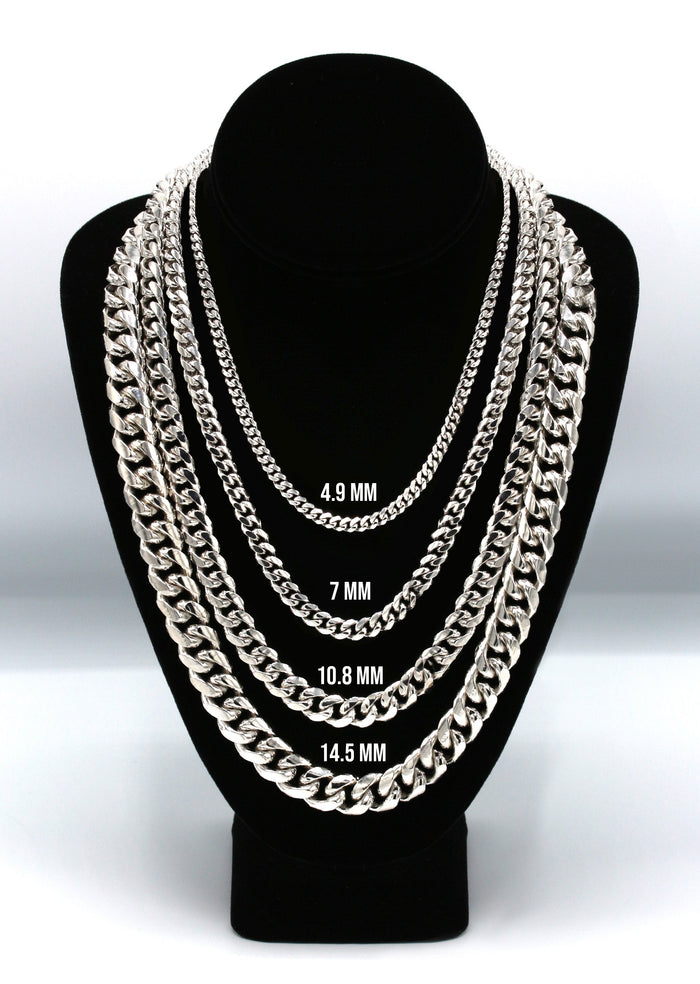 Silver Chain - Mens White Chain / Miami Cuban Link