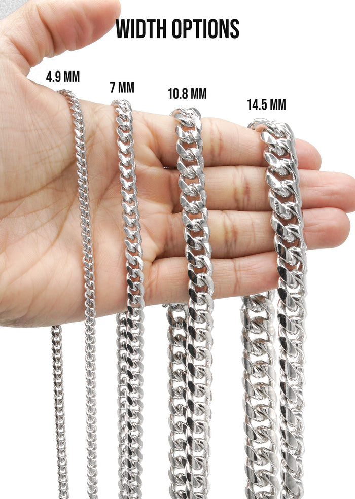 Silver Chain - Mens White Chain / Miami Cuban Link