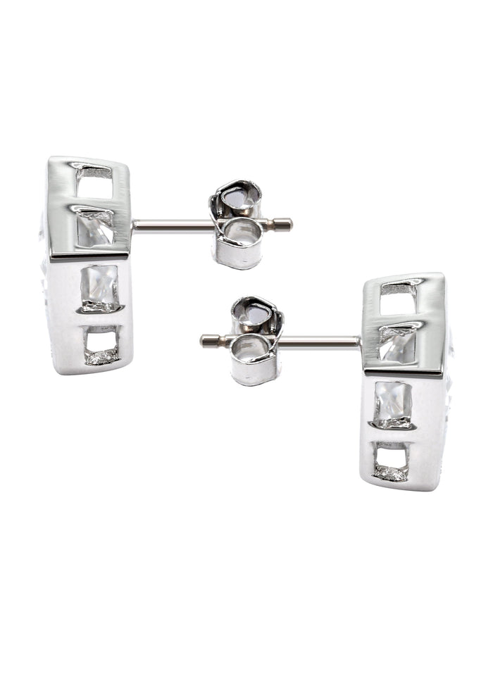 Silver Clear CZ Stud Earrings | Appx. 5.4 Grams