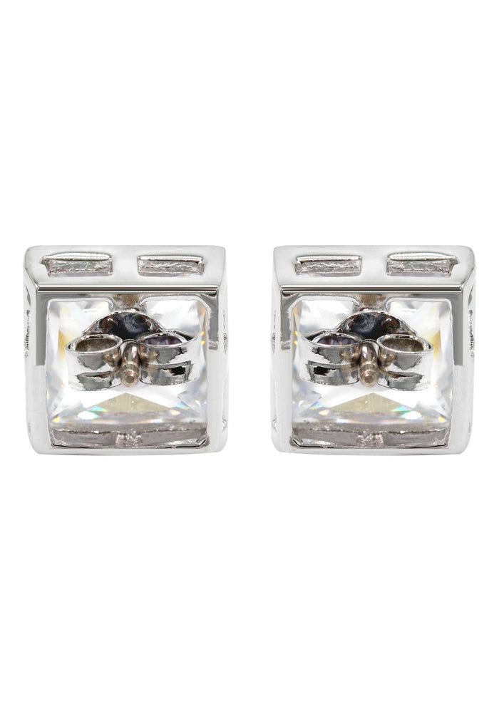 Silver Clear CZ Stud Earrings | Appx. 5.4 Grams