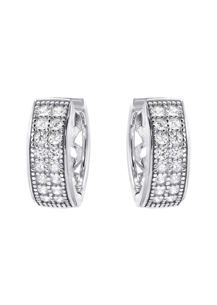 Silver CZ Hoop Earrings | Appx. 2.6 Grams
