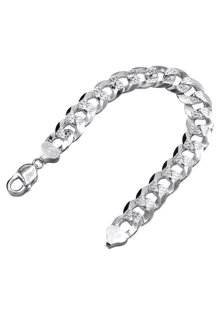 Silver Diamond Cut Curb Bracelet