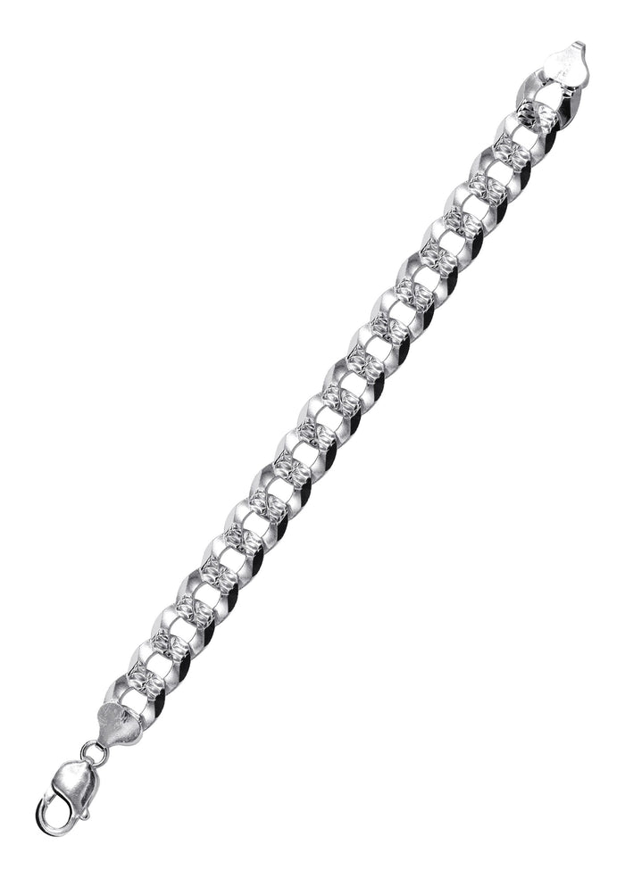 Silver Diamond Cut Curb Bracelet