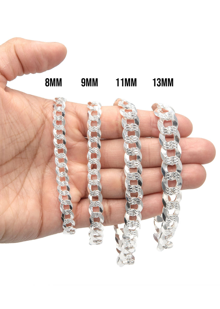 Silver Diamond Cut Curb Bracelet