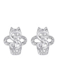 Silver Dollar Sign CZ Stud Earrings | Appx. 5.6 Grams