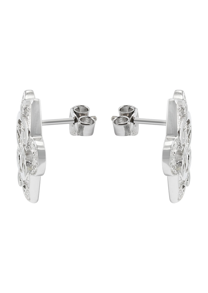 Silver Dollar Sign CZ Stud Earrings | Appx. 5.6 Grams