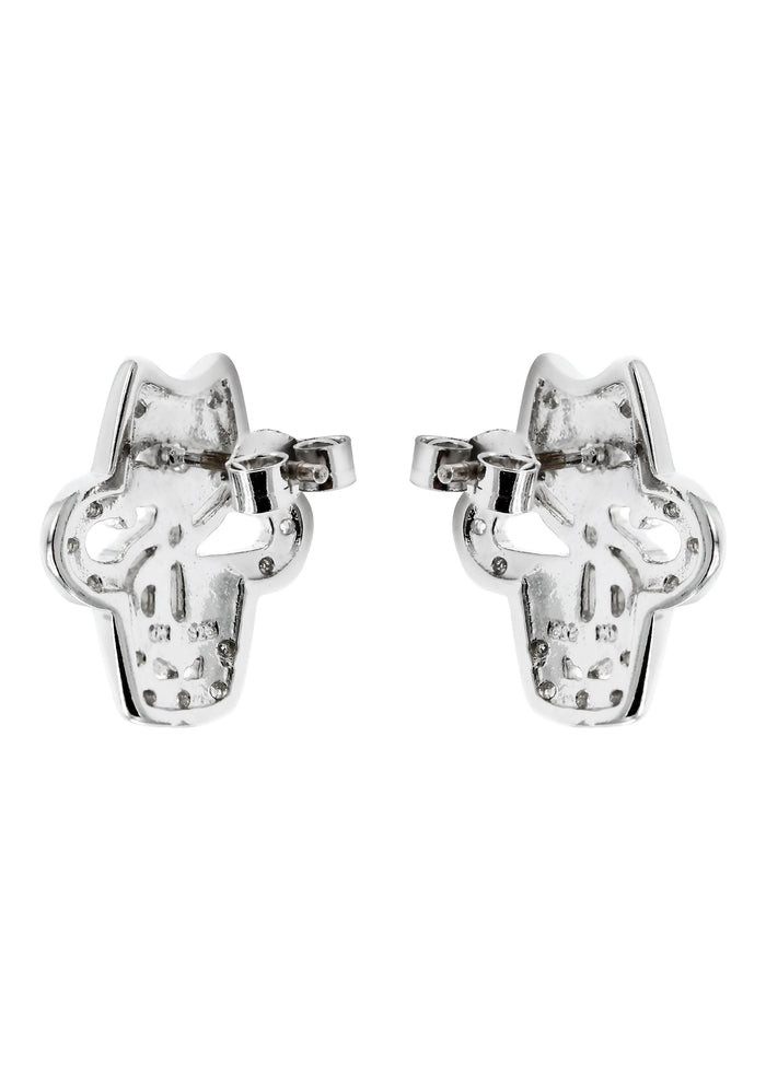 Silver Dollar Sign CZ Stud Earrings | Appx. 5.6 Grams