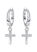 Silver Hoop Cross Earrings | Appx. 2 Grams