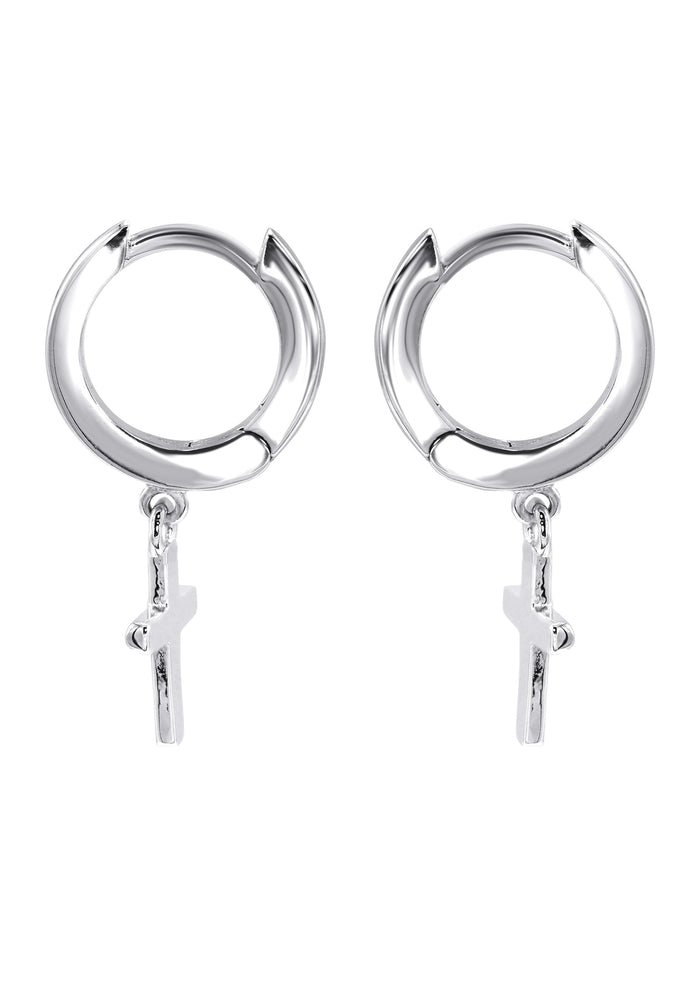 Silver Hoop Cross Earrings | Appx. 2 Grams