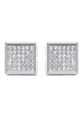 Silver Micro Pave Clear Square CZ Stud Earrings | Appx. 2.1 Grams