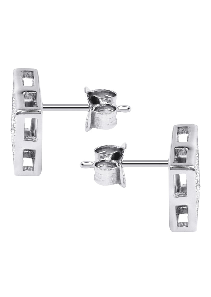 Silver Micro Pave Clear Square CZ Stud Earrings | Appx. 2.1 Grams