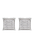 Silver Micro Pave Clear Square CZ Stud Earrings | Appx. 2.3 Grams