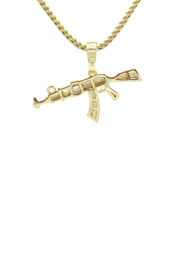 Silver Necklace - Gold Gun Necklace | 11 Grams