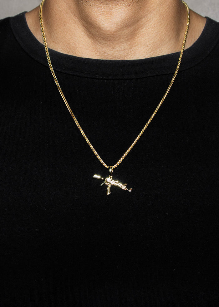 Silver Necklace - Gold Gun Necklace | 11 Grams
