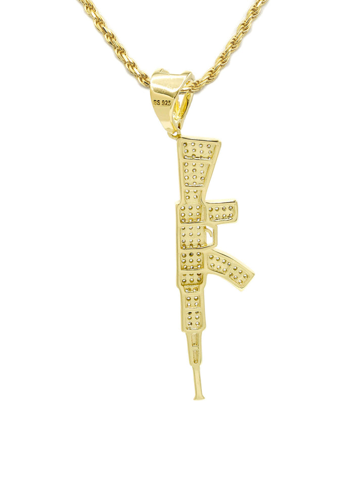 Silver Necklace - Gold Gun Necklace | 14 Grams