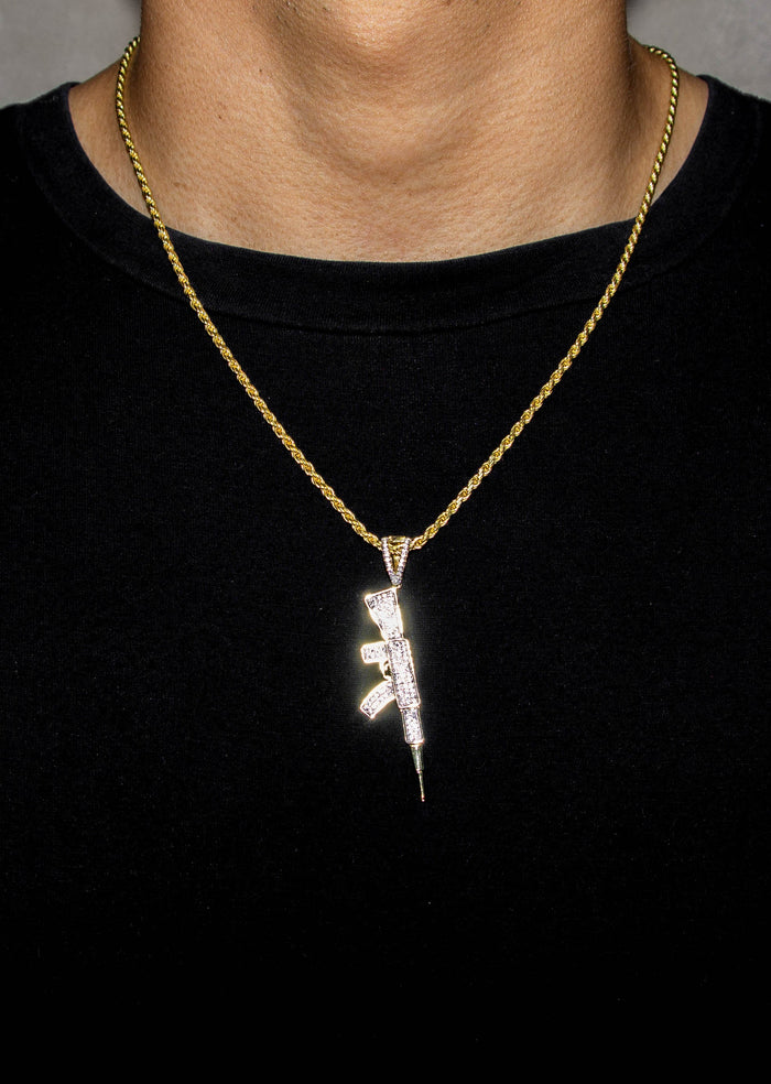 Silver Necklace - Gold Gun Necklace | 14 Grams