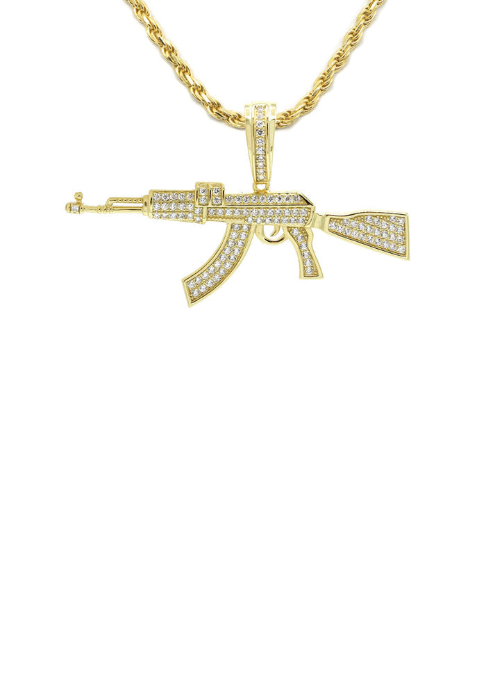Silver Necklace - Gold Gun Necklace | 14.6 Grams